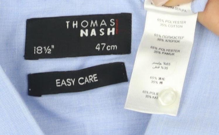 Thomas Nash Men's Blue Short Sleeve Shirt Size 17.5