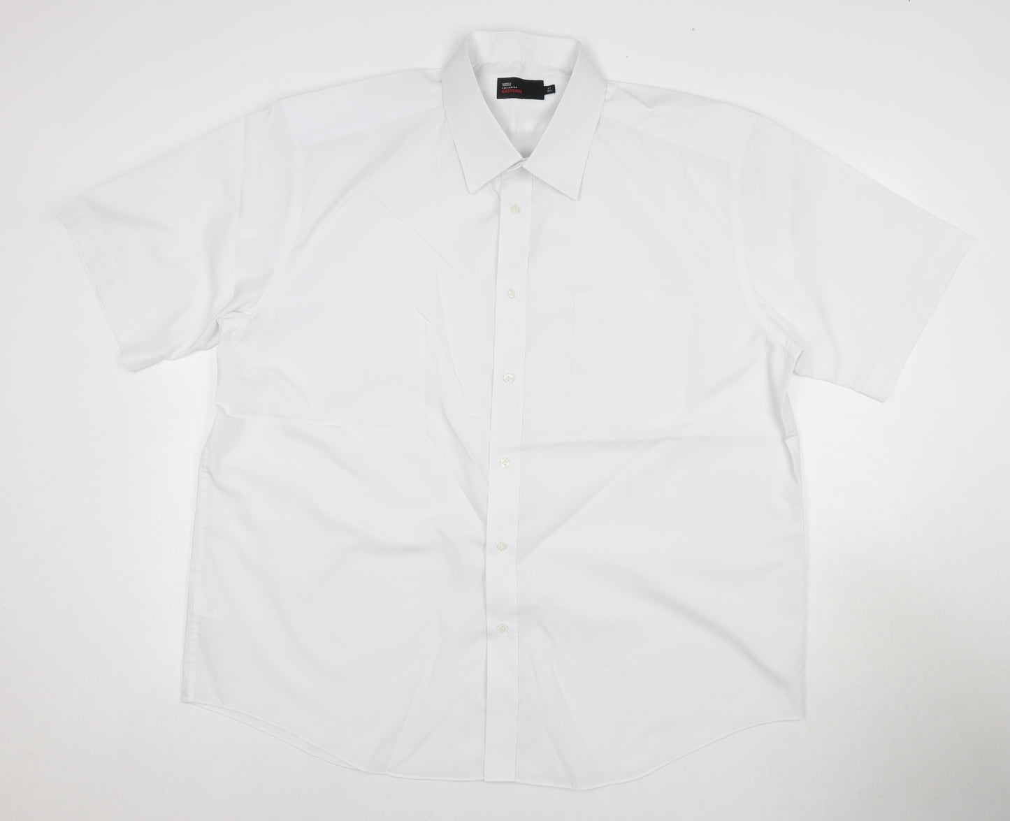 Marks and Spencer Men's White Short Sleeve Shirt 18.5