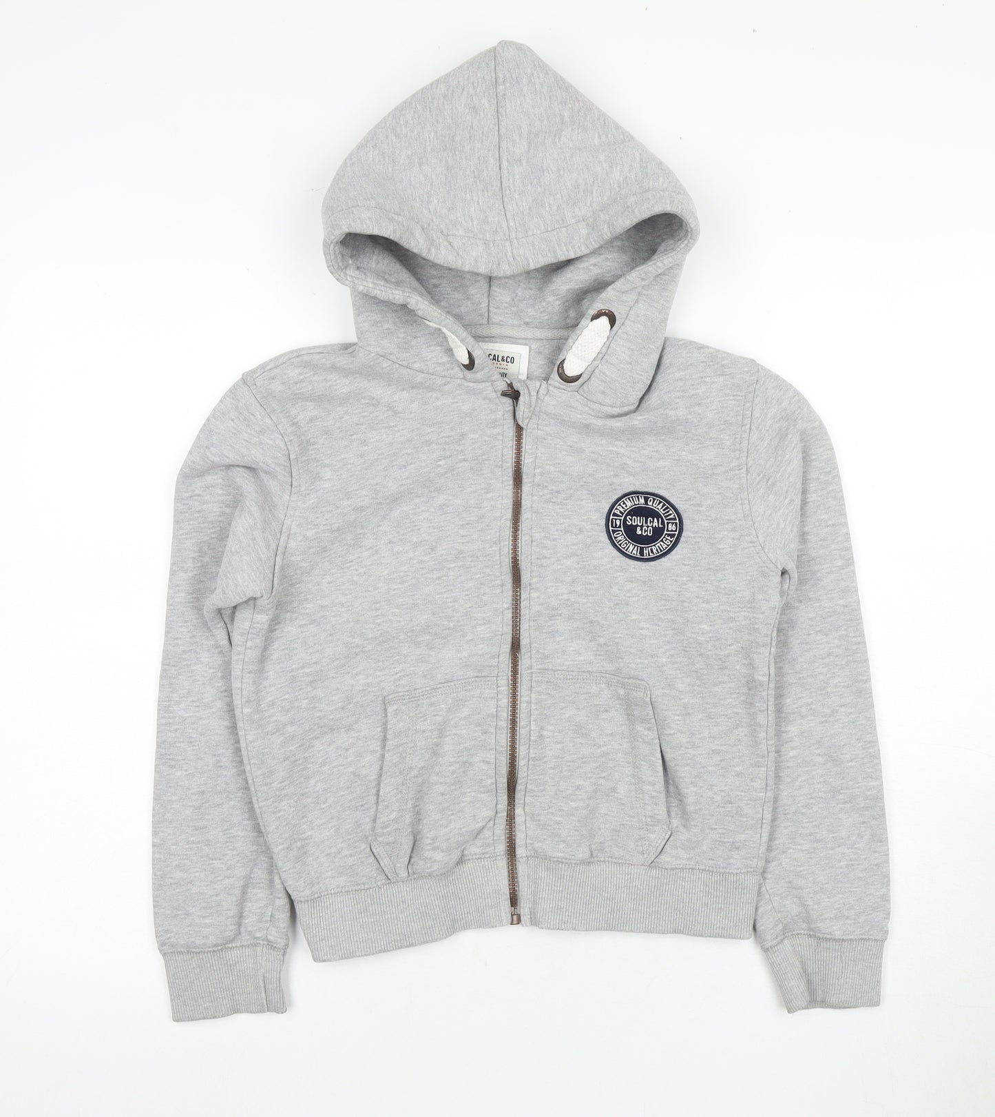 SoulCal & Co Boys Grey Full Zip Hoodie - 13 Years, Logo Accent