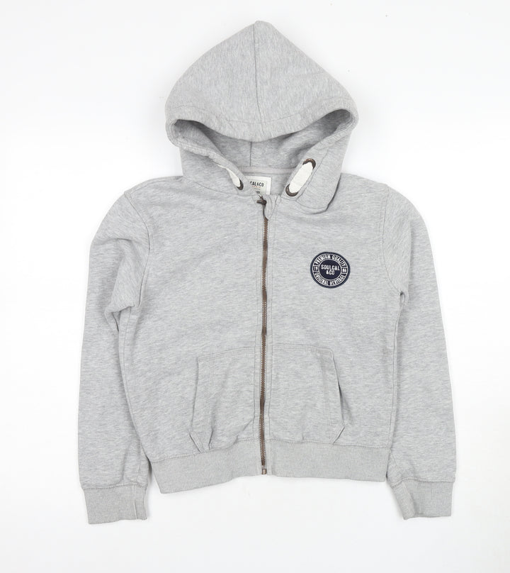 SoulCal & Co Boys Grey Full Zip Hoodie - 13 Years, Logo Accent