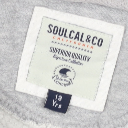 SoulCal & Co Boys Grey Full Zip Hoodie - 13 Years, Logo Accent