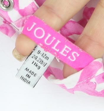 Joules Girls Pink Geometric Romper, 9-12 Months, Cotton Poplin