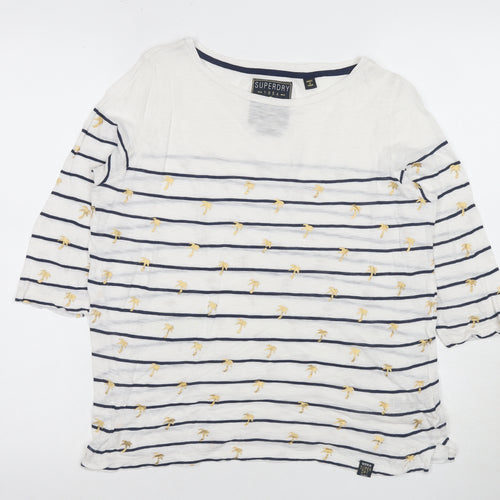 Superdry Women's Striped T-Shirt, White, Size S