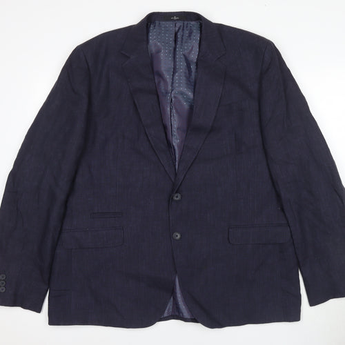 Jeff Banks Men's Blue Linen Blazer 20 Regular Lined