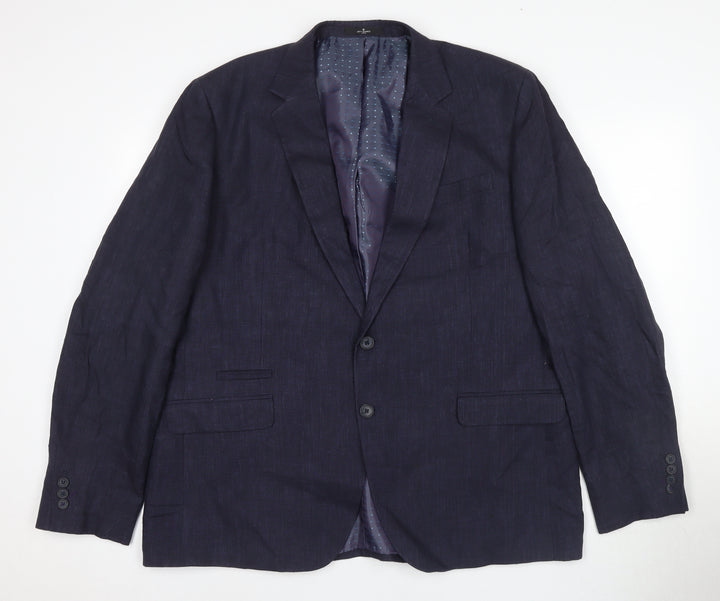 Jeff Banks Men's Blue Linen Blazer 20 Regular Lined