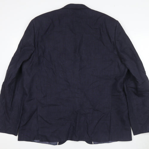 Jeff Banks Men's Blue Linen Blazer 20 Regular Lined