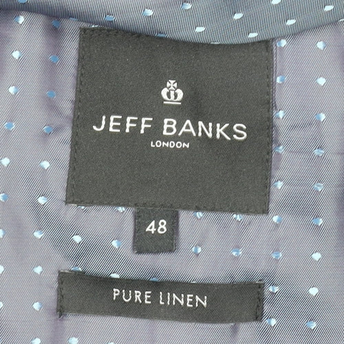 Jeff Banks Men's Blue Linen Blazer 20 Regular Lined
