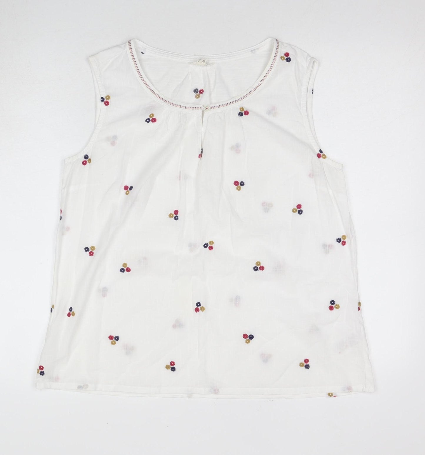 White Stuff Women's White Embroidered Tank Top Size 14
