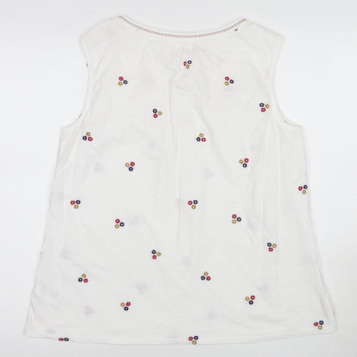White Stuff Women's White Embroidered Tank Top Size 14