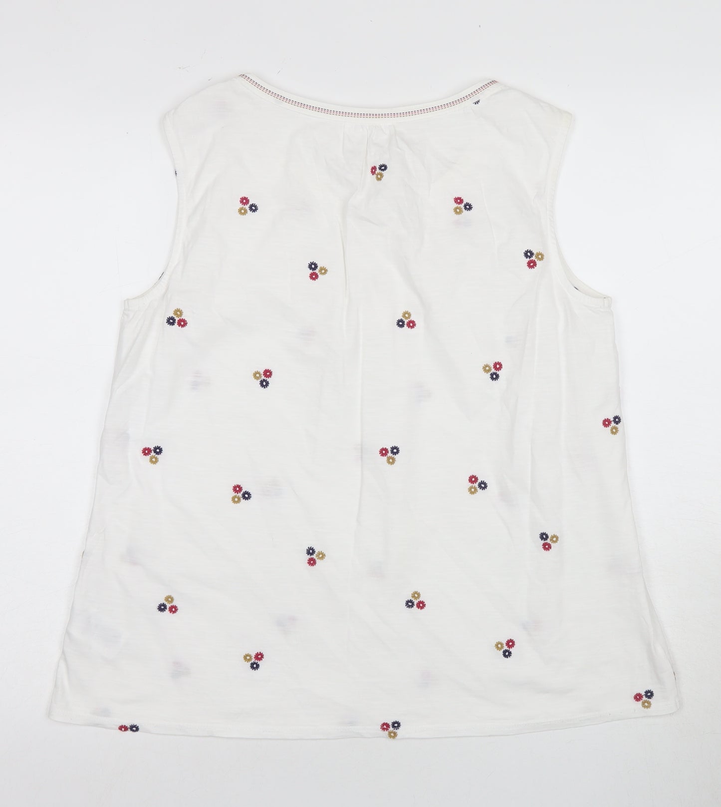 White Stuff Women's White Embroidered Tank Top Size 14