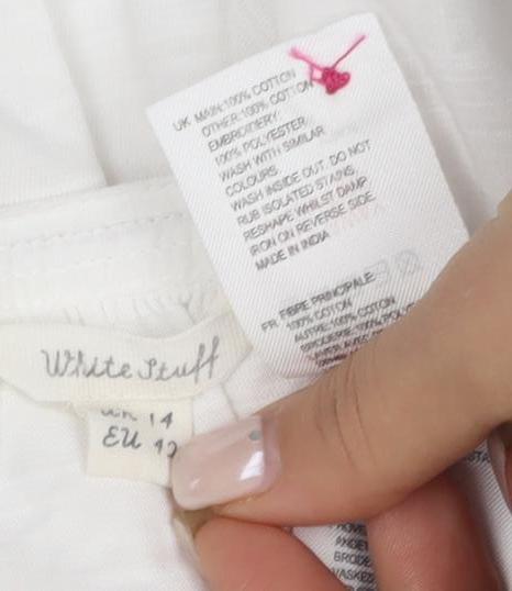 White Stuff Women's White Embroidered Tank Top Size 14