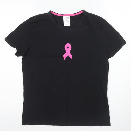 Adidas Women's Black Short Sleeve T-Shirt, Size 10