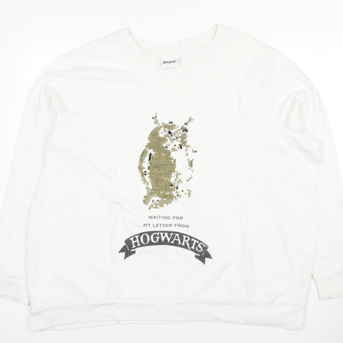 Simply Be Women's White Plus Size Harry Potter Sweatshirt
