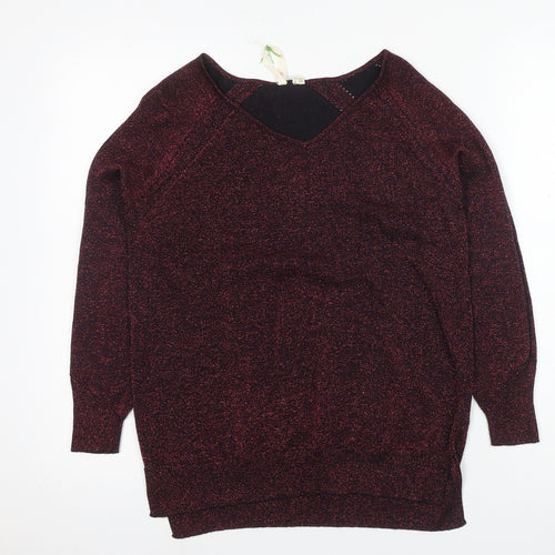 Women's Red Boat Neck Pullover White Stuff Jumper, Size 8