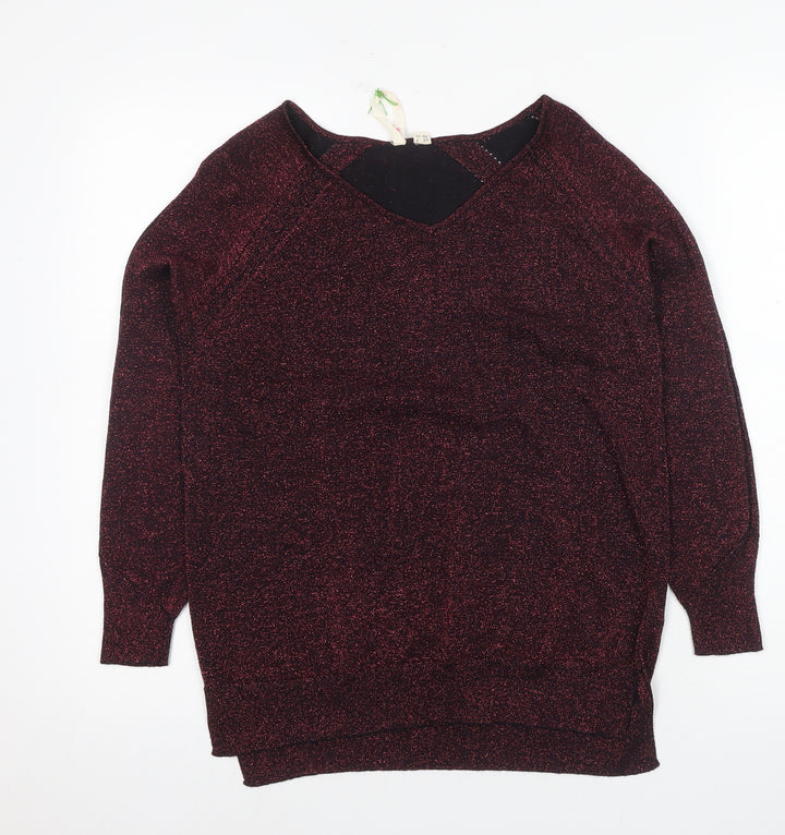 Women's Red Boat Neck Pullover White Stuff Jumper, Size 8