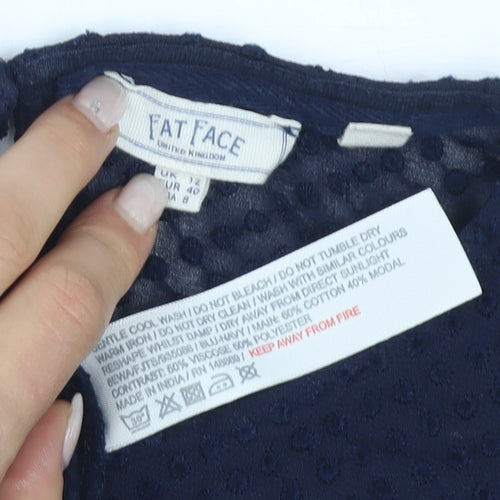 Fat Face Women's Blue Tank, Size 12, Lightweight Sleeveless