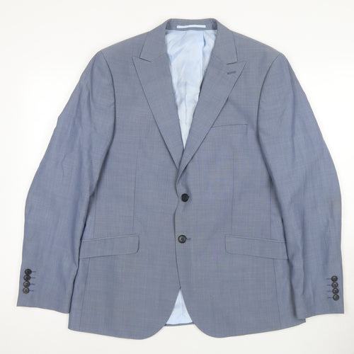 Moss London Blue Check Blazer, Size 42R, Men's Regular Fit