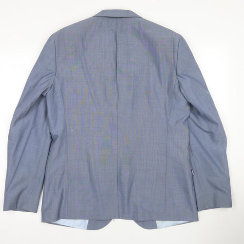 Moss London Blue Check Blazer, Size 42R, Men's Regular Fit