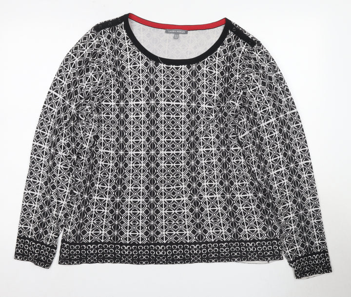 Laura Ashley Women's Black Geometric Blouse Size 20