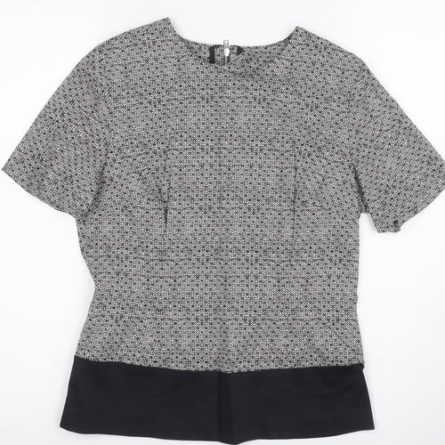 Kew 159 Women's Black & White Geometric Blouse Size 10