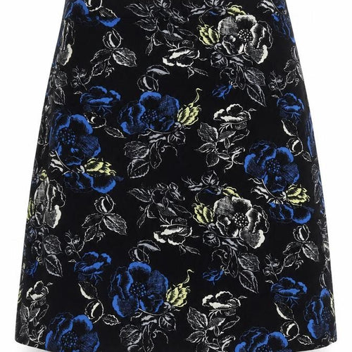 Hobbs Women's Black & Blue A-Line Floral Skirt Size 8