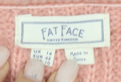 Fat Face Women's Pink Cardigan, V-Neck, Size 14