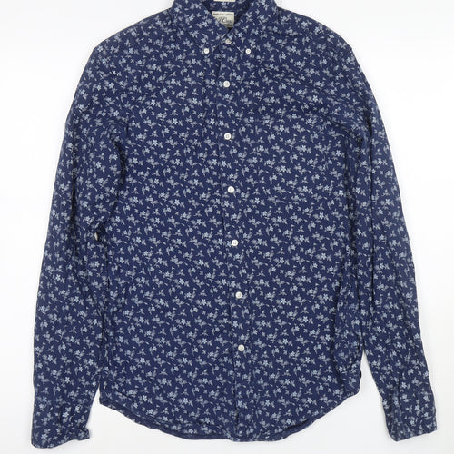J.Crew Men's Blue Floral Slim Fit Cotton Shirt S