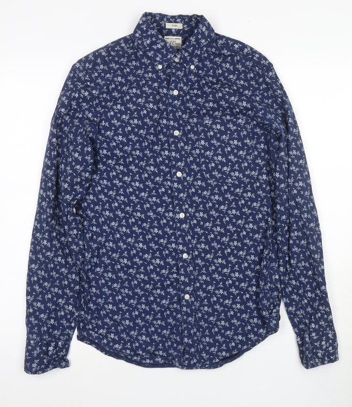 J.Crew Men's Blue Floral Slim Fit Cotton Shirt S