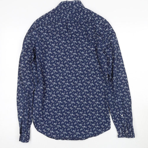 J.Crew Men's Blue Floral Slim Fit Cotton Shirt S