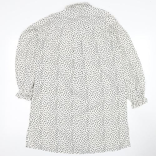 Brave Soul Women's White Polka Dot Button-Up Shirt S