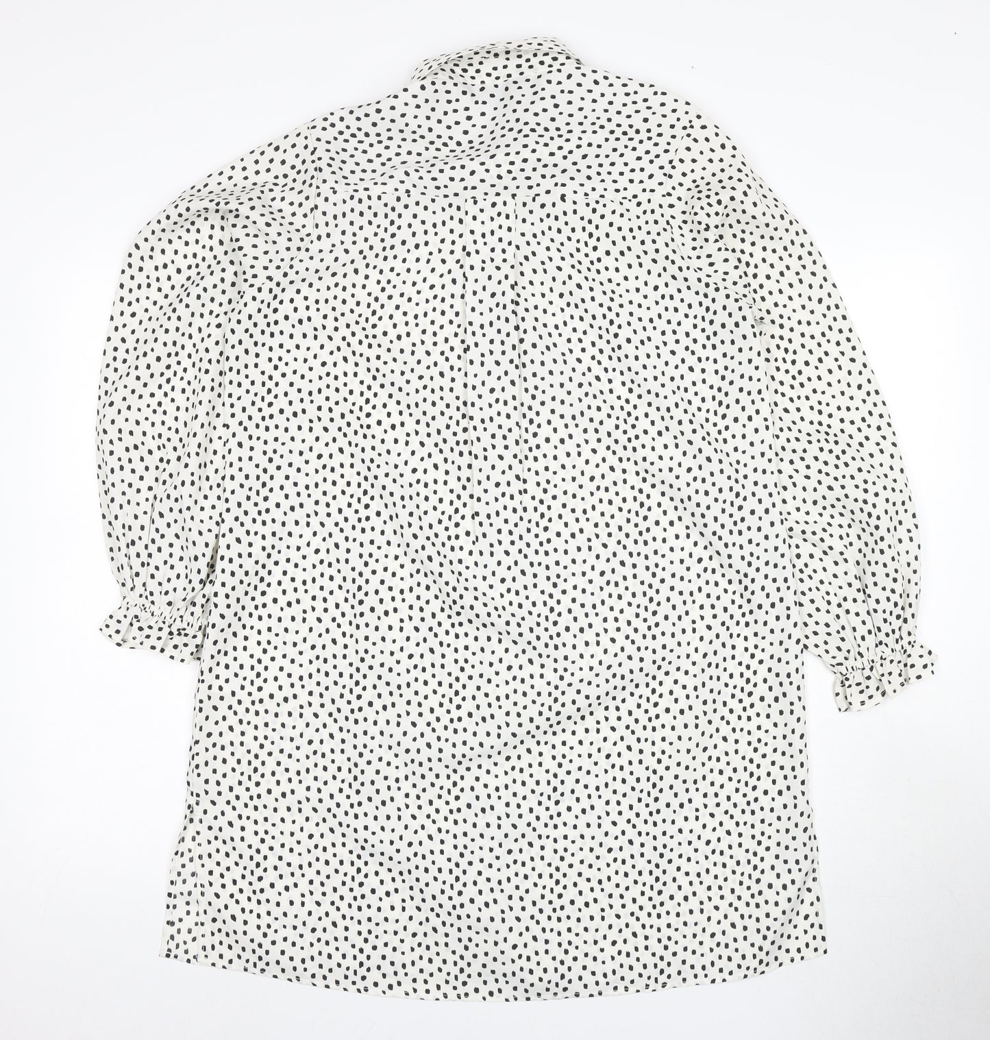 Brave Soul Women's White Polka Dot Button-Up Shirt S