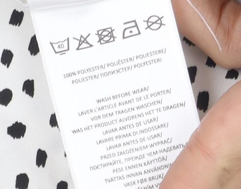 Brave Soul Women's White Polka Dot Button-Up Shirt S