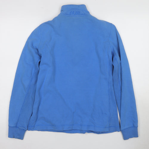 Women's Fat Face Blue High Neck Zip Sweatshirt Medium