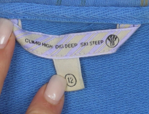 Women's Fat Face Blue High Neck Zip Sweatshirt Medium