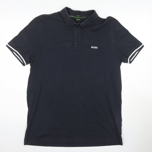 BOSS Men's Black Polo Shirt L Regular Fit