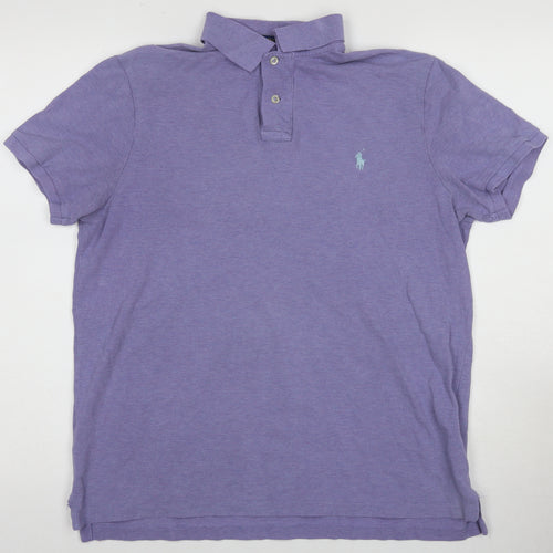 Ralph Lauren Men's Purple Polo, Large, Slim Fit, Logo Accent