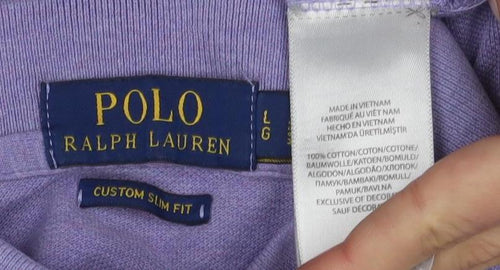 Ralph Lauren Men's Purple Polo, Large, Slim Fit, Logo Accent