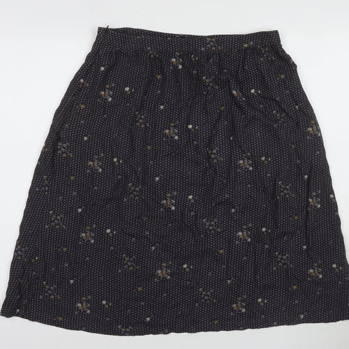 Fat Face Women's Black Floral Pleated Midi Skirt Size 8