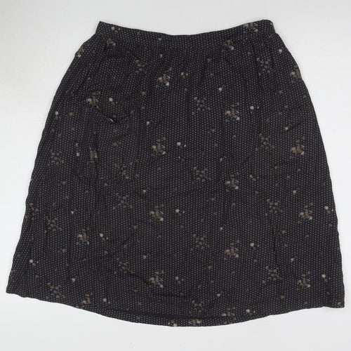 Fat Face Women's Black Floral Pleated Midi Skirt Size 8