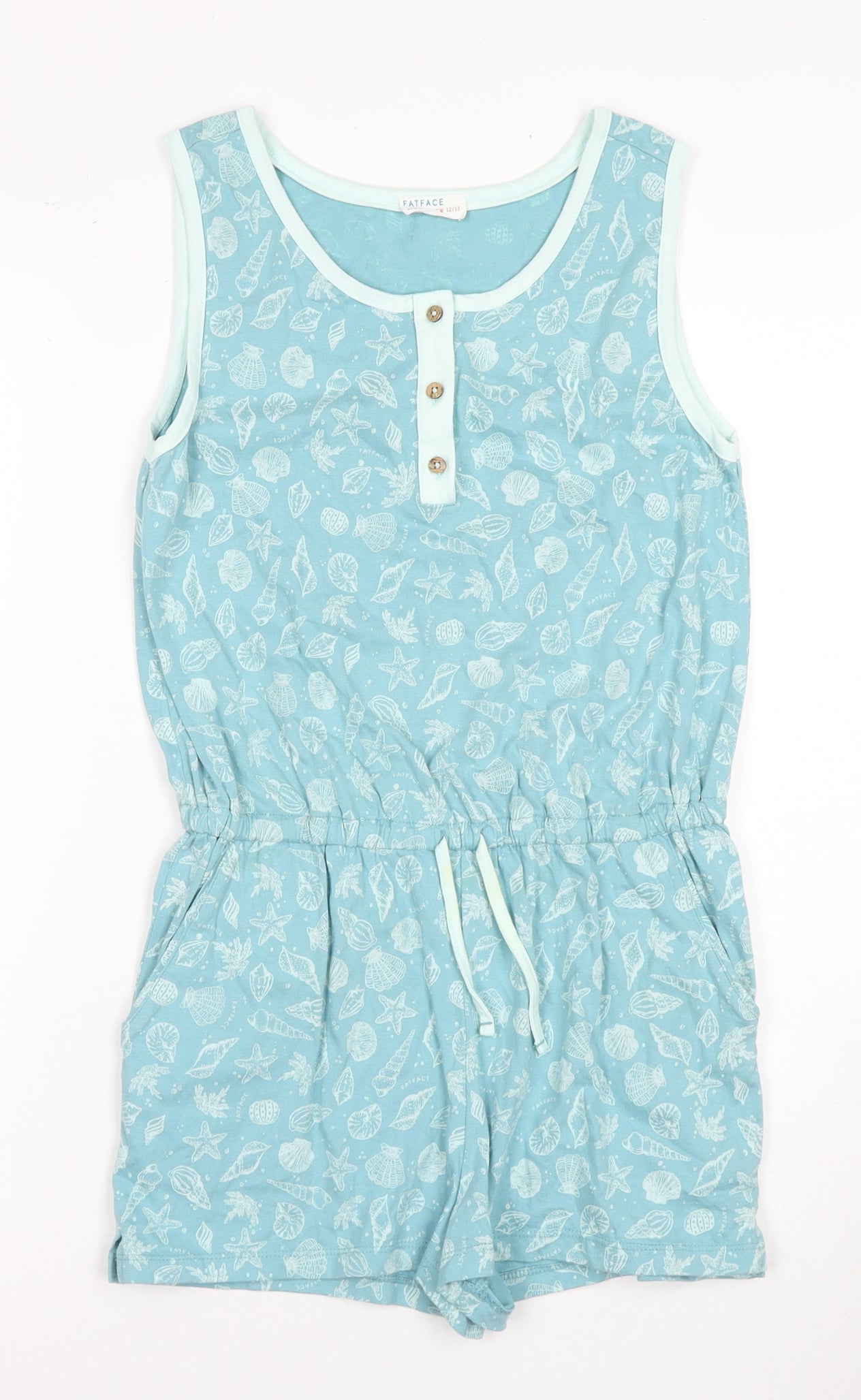 FatFace Girls Blue Floral Sleeveless Playsuit, 12 Years