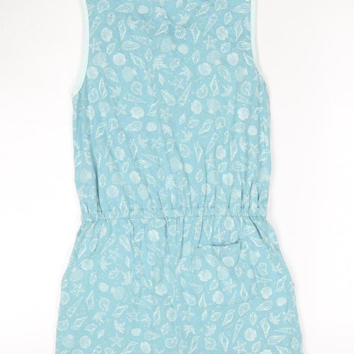 FatFace Girls Blue Floral Sleeveless Playsuit, 12 Years