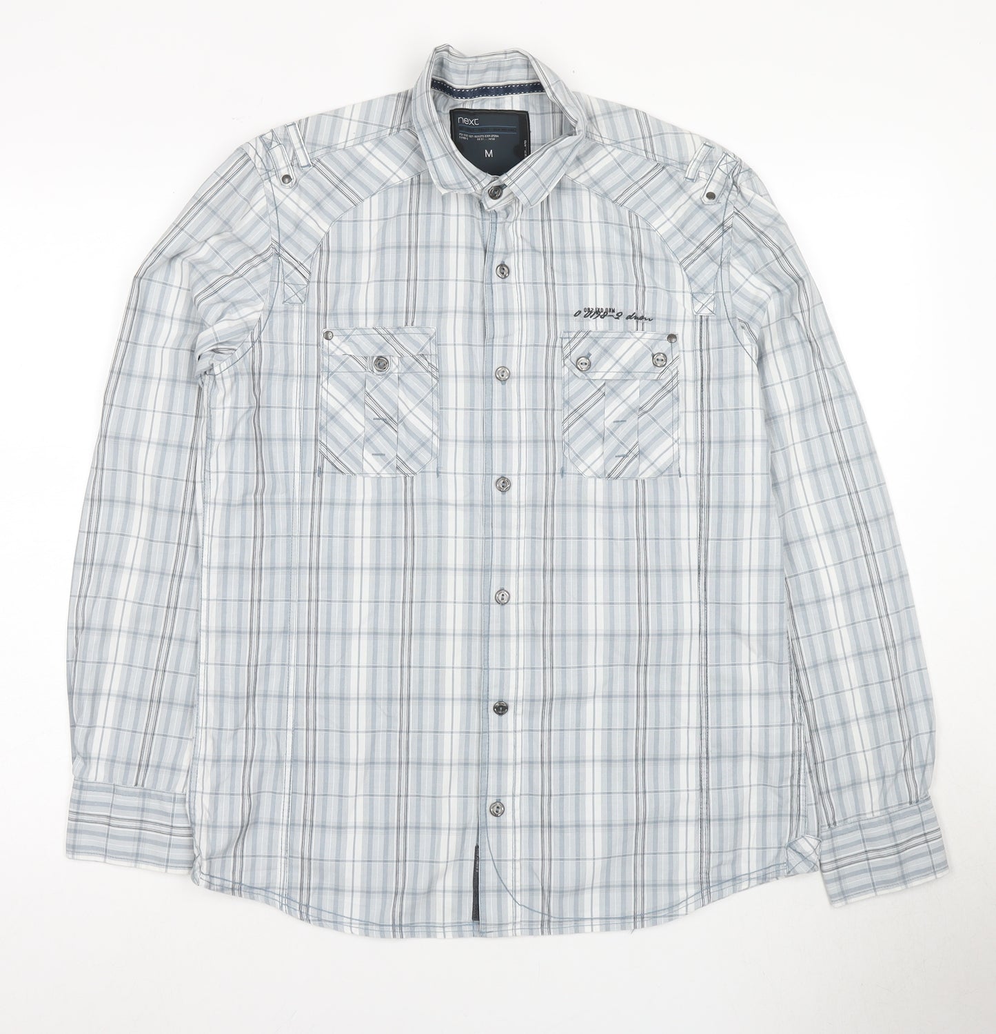 Next Men's Blue Check Button-Up Shirt M