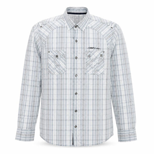 Front view of Next Men's Blue Check Button-Up Shirt M