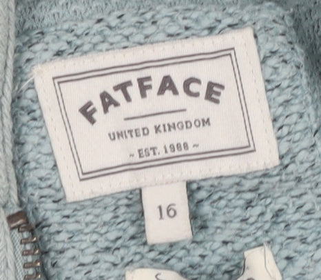 FatFace Women's Blue Full Zip Bouclé Hoodie Size 16