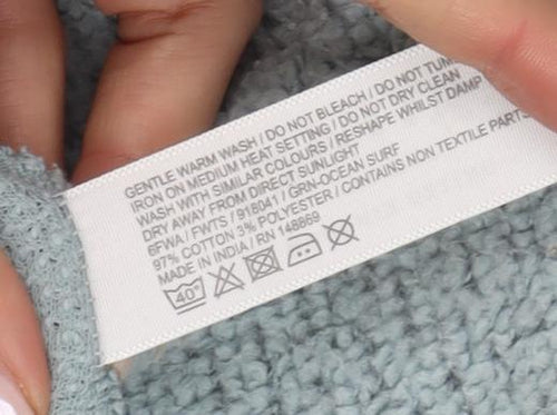 FatFace Women's Blue Full Zip Bouclé Hoodie Size 16