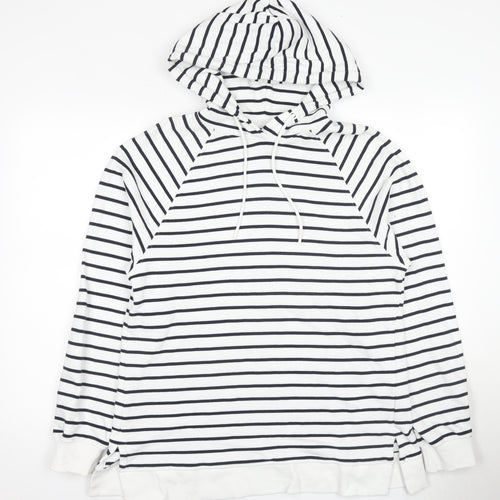 Marks and Spencer Women's Striped Pullover Hoodie M White