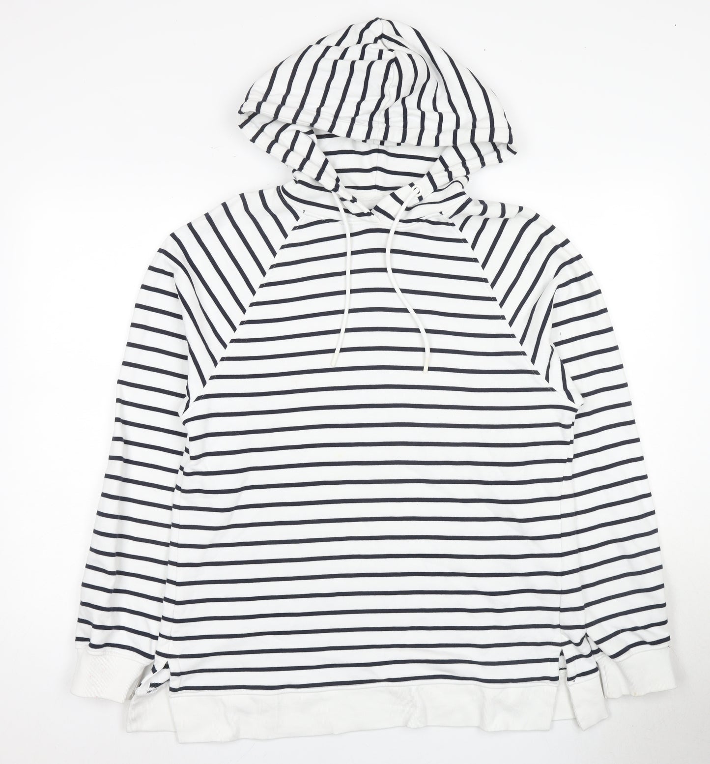 Marks and Spencer Women's Striped Pullover Hoodie M White