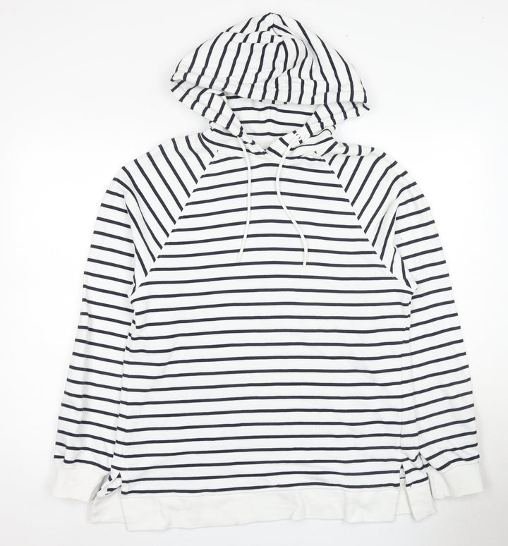 Marks and Spencer Women's Striped Pullover Hoodie M White