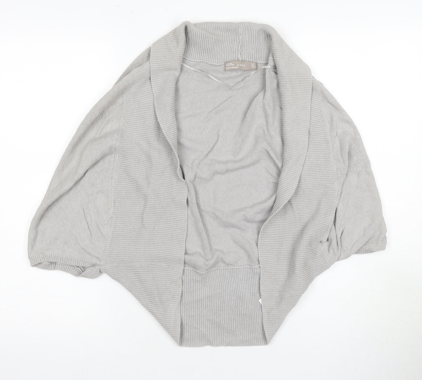 Zara Women's Grey Cape Cardigan M Linen Blend