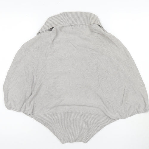 Zara Women's Grey Cape Cardigan M Linen Blend